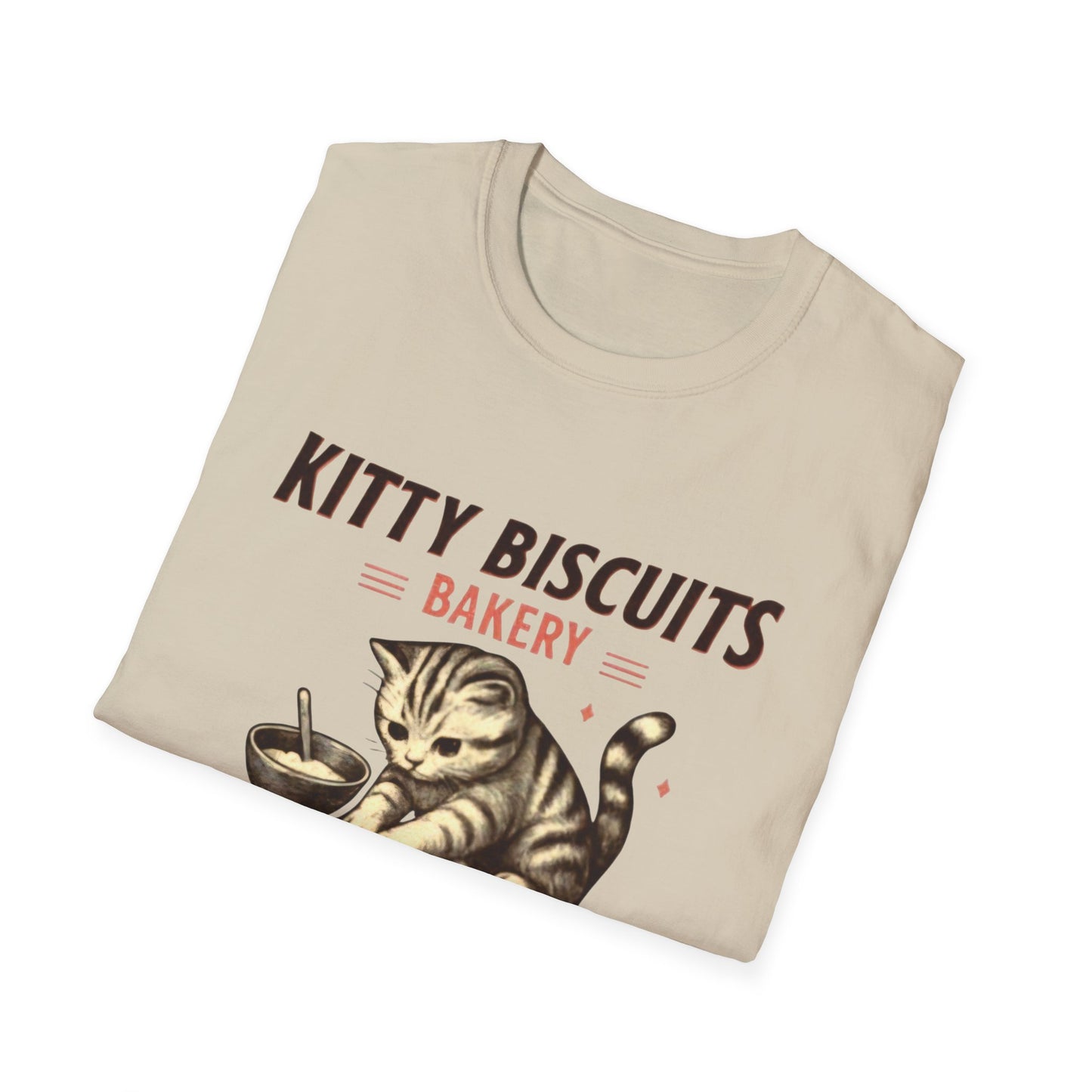Kitty Biscuits Bakery T-Shirt | Cat Baking Graphic T, Softstyle Gift