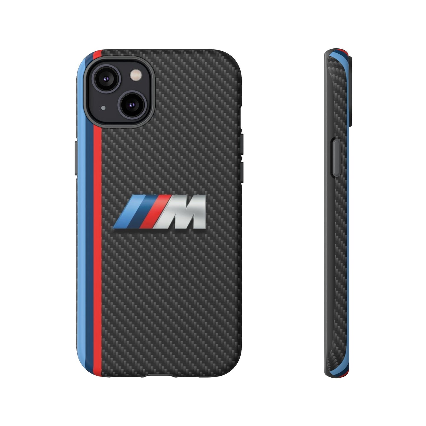 Phone Case - Black Tough Case for iPhones, Galaxy, Pixel, Blue And Red Stripes, BMW M Series