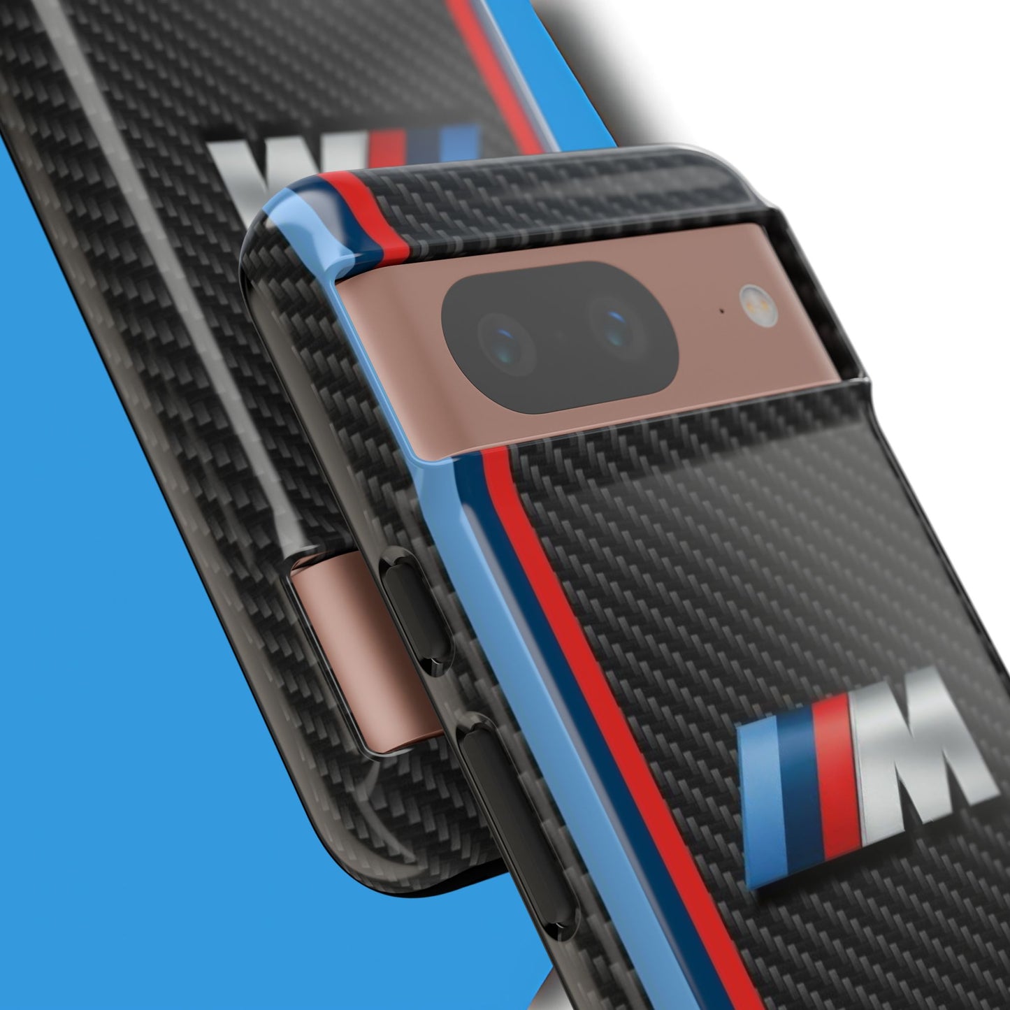 Phone Case - Black Tough Case for iPhones, Galaxy, Pixel, Blue And Red Stripes, BMW M Series