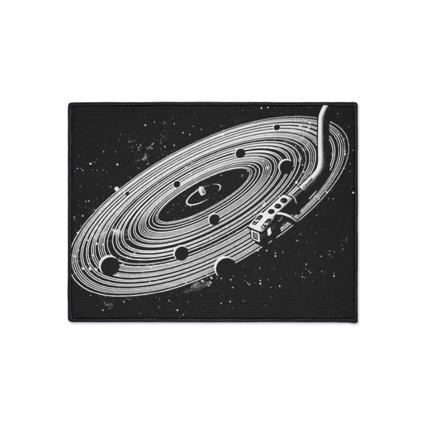 Space-Themed Heavy Duty Floor Mat Vinyl Record Art Decor, Galaxy Rug, Cosmic DJ