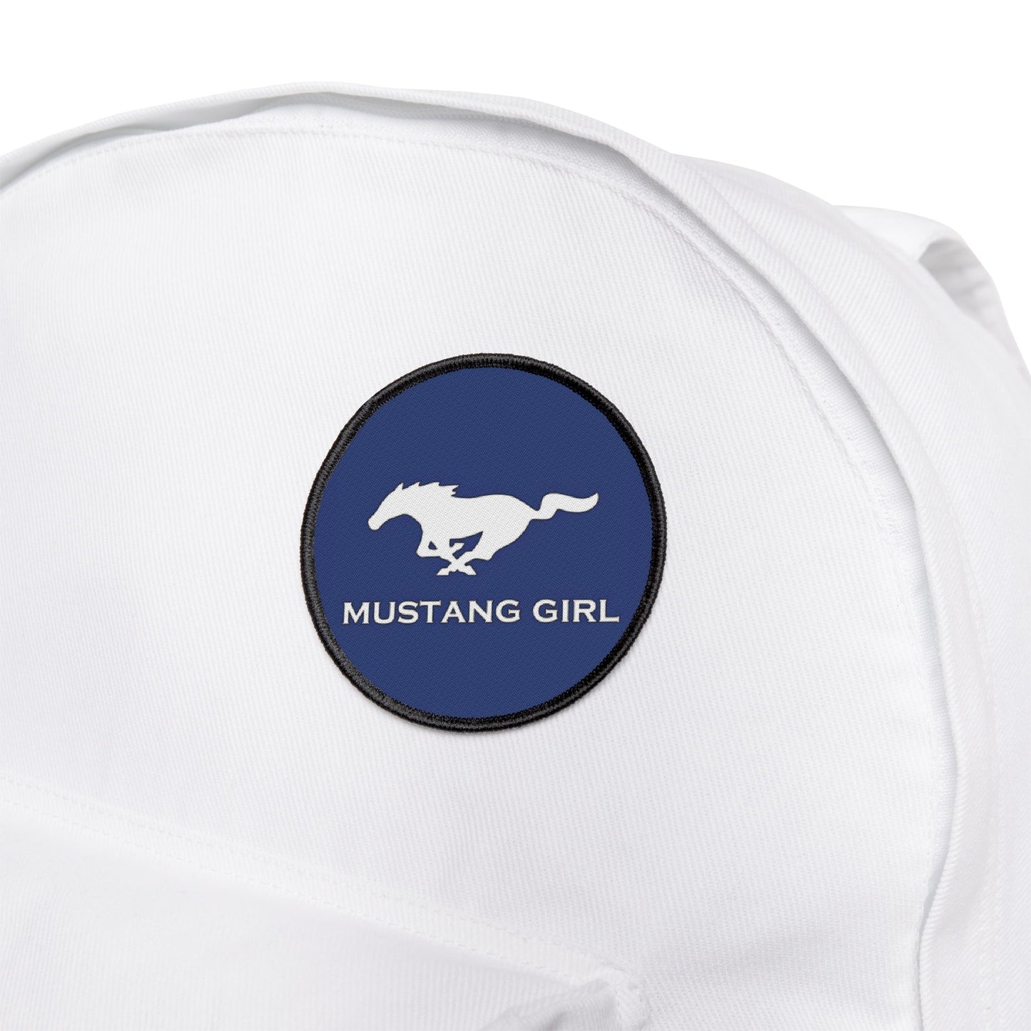 Mustang Girl Blue Iron-On Patches,  Motorsports Ford Owner Accent