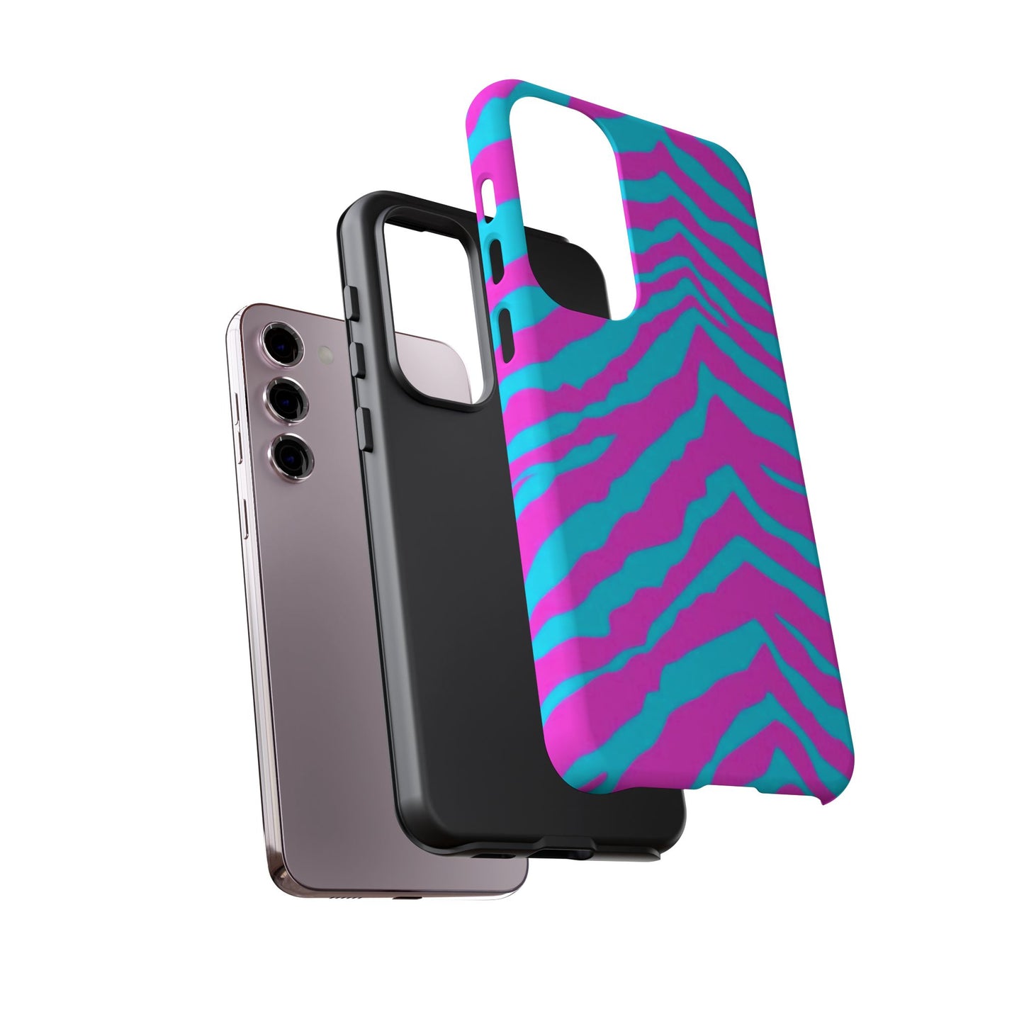 Animal Print Hot Pink And Teal Tough Case for iPhone, Galaxy and Google Pixel