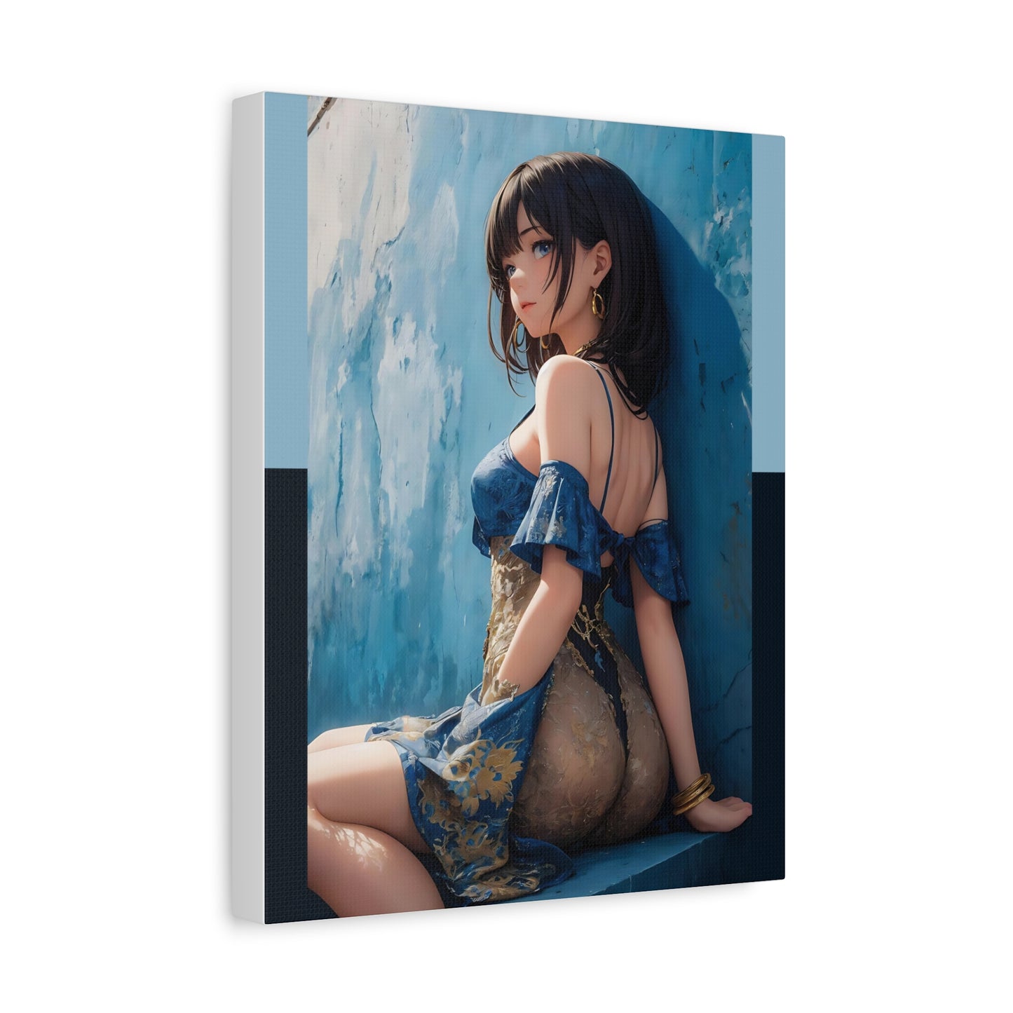 Anime Girl Beachside Matte Canvas Print — Stretched 1.25"