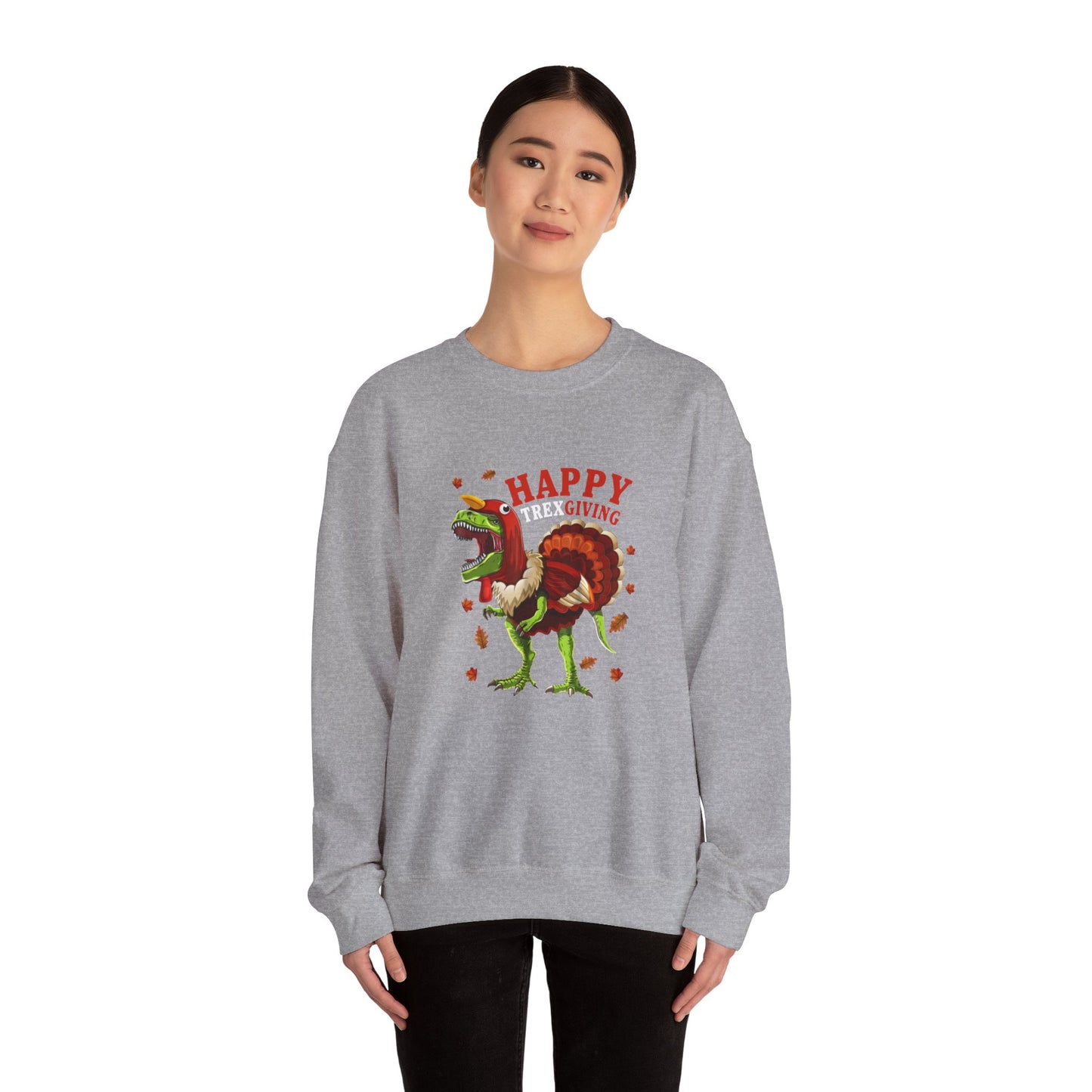 Sweatshirt — "Happy Trex-iving" Funny Thanksgiving T-Rex Crewneck