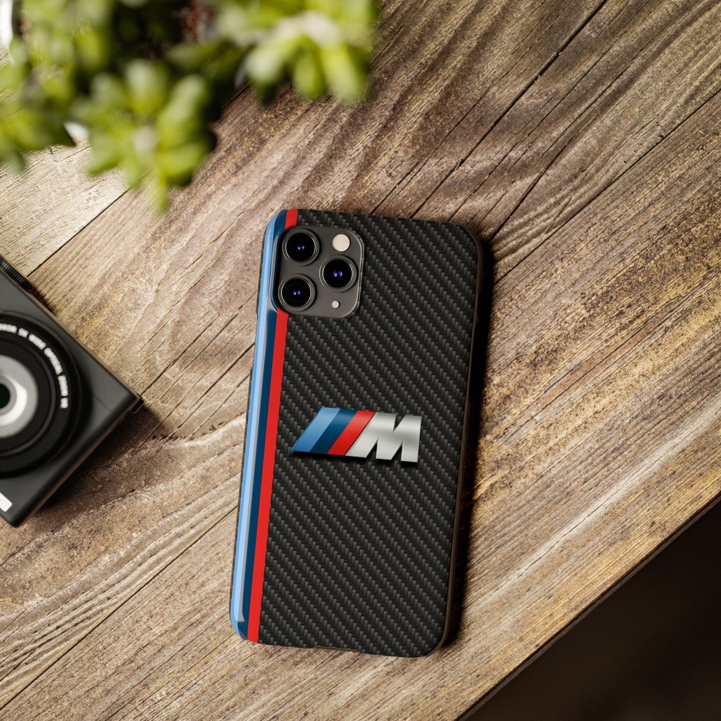 Black iPhone Slim Case, Blue And Red Stripes, BMW M Series