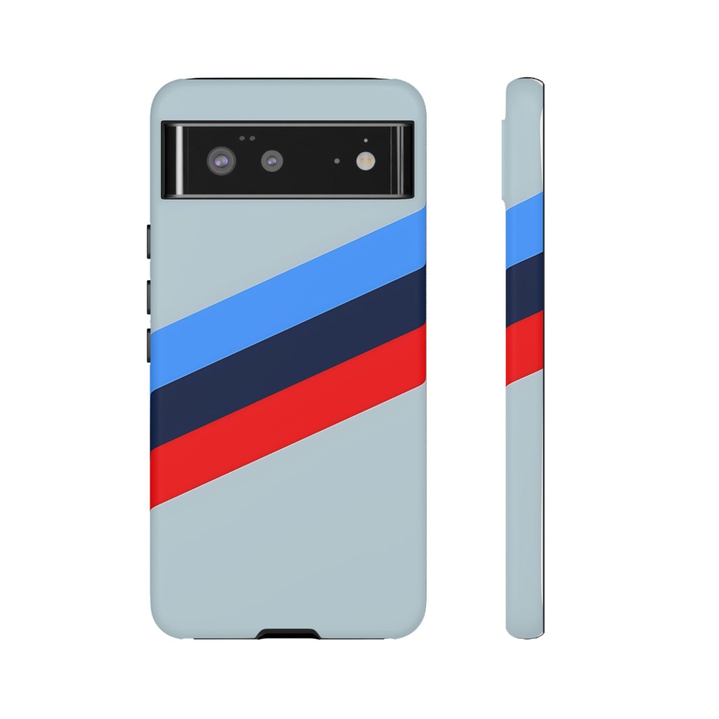 Gray Tough Case For iPhone, Samsung Galaxy and Google Pixel, Blue & Red Stripe