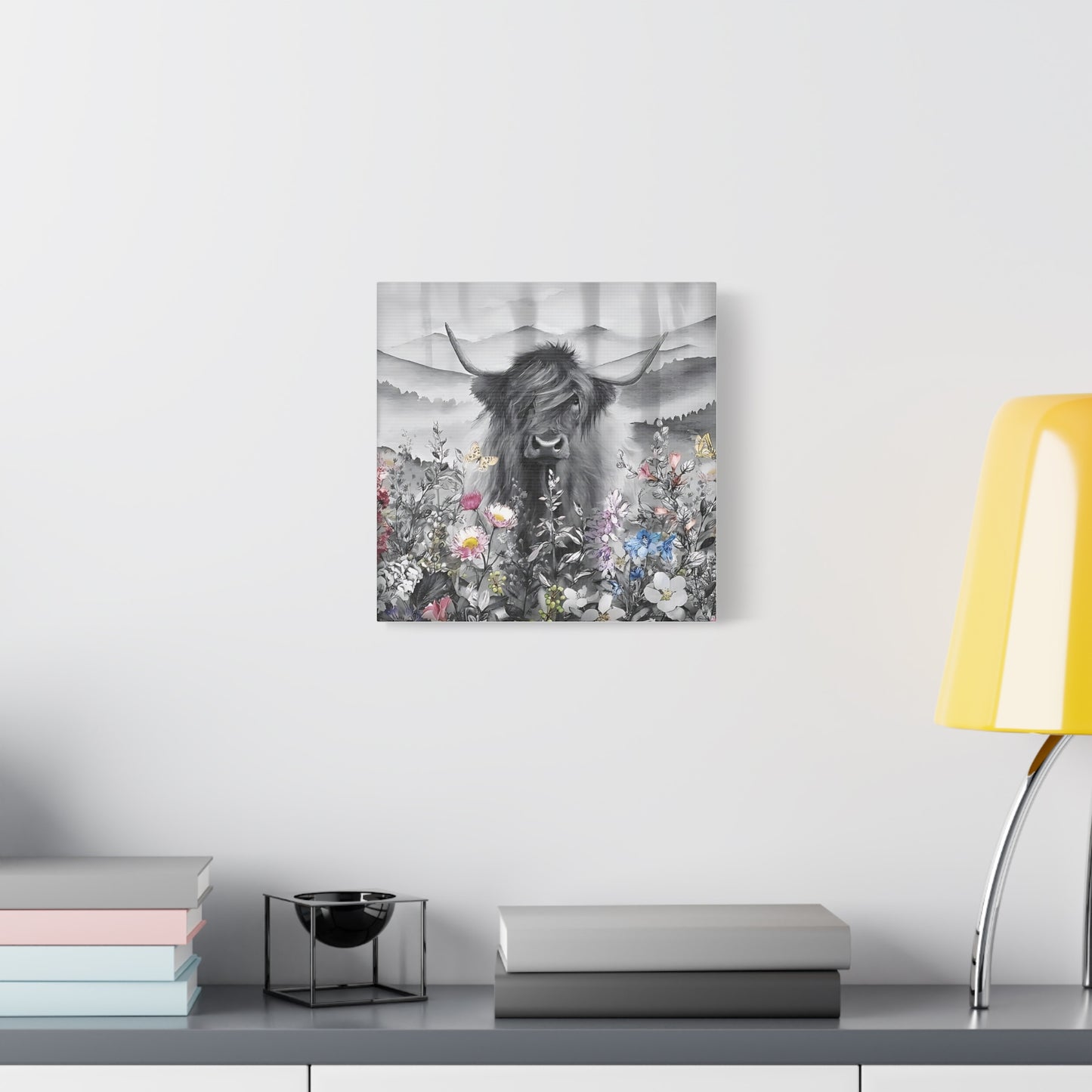 Canvas Poster, Scottish Highland Cow Vertical Wall Art, Housewarming Gift, Home