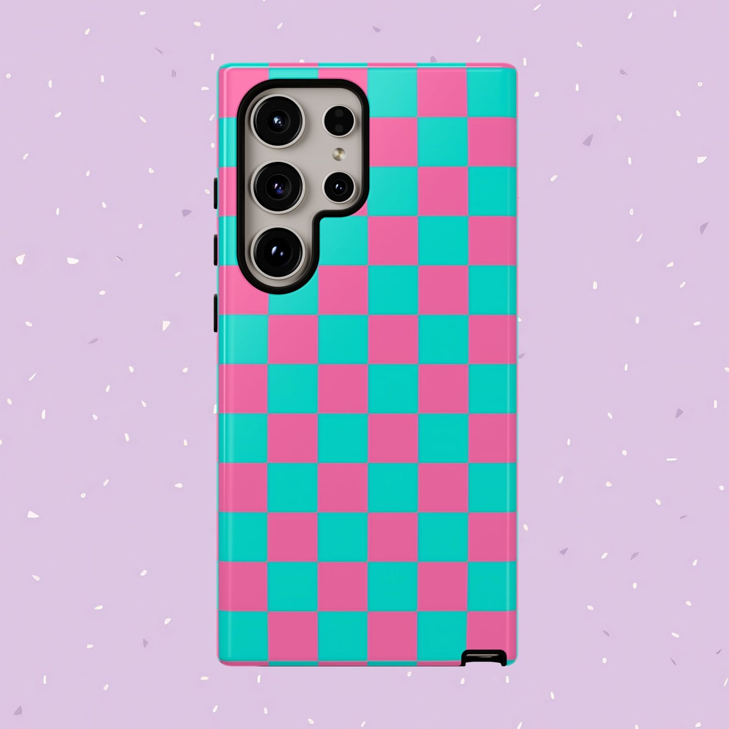 Hot Pink And Teal Checker Pattern Tough Case for iPhone, Galaxy Phones and Google Pixel