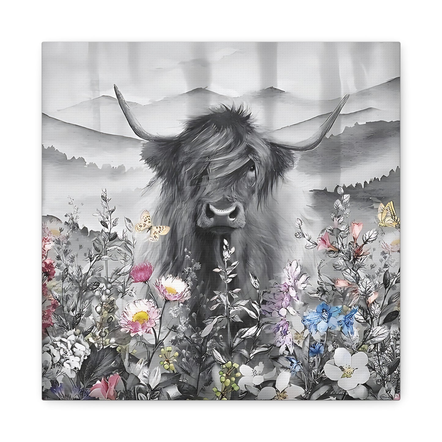 Canvas Poster, Scottish Highland Cow Vertical Wall Art, Housewarming Gift, Home