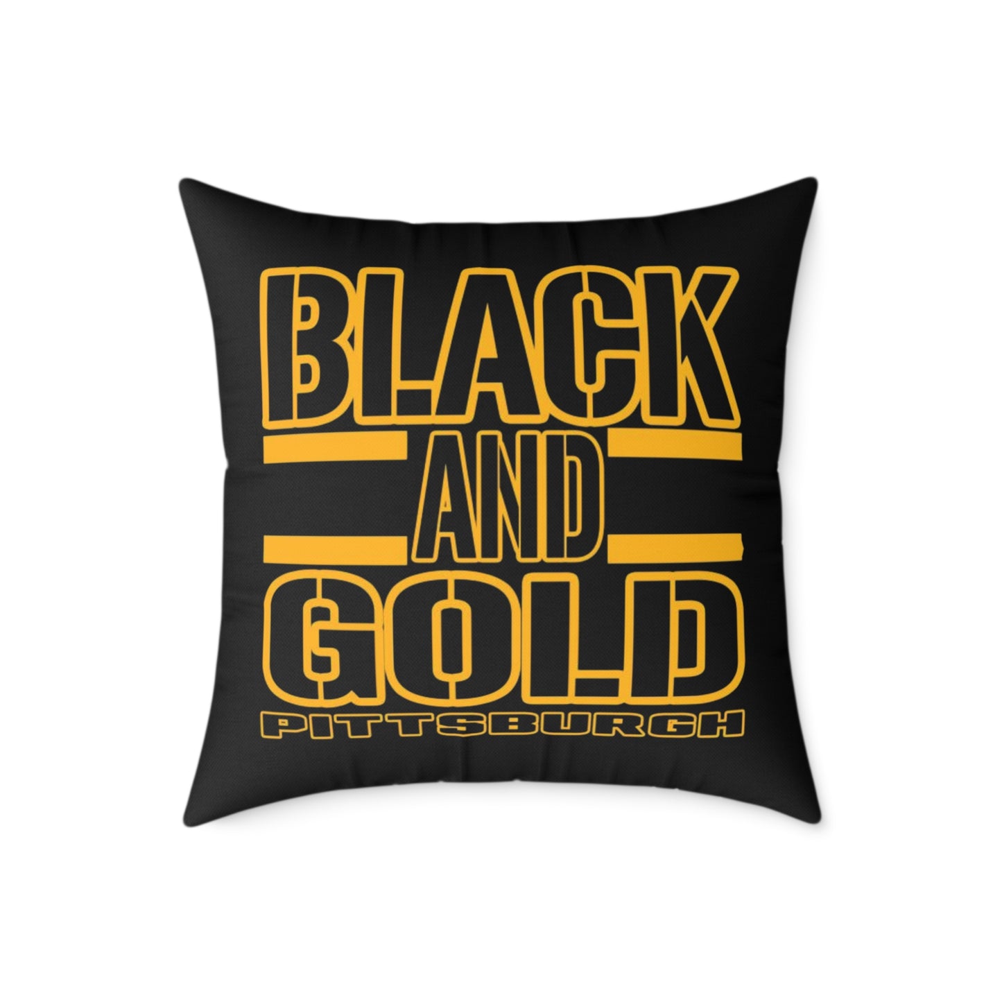 Pittsburgh Black and Gold Square Pillow Cover — Bold Typography Accent Cushion for Home & Game Day