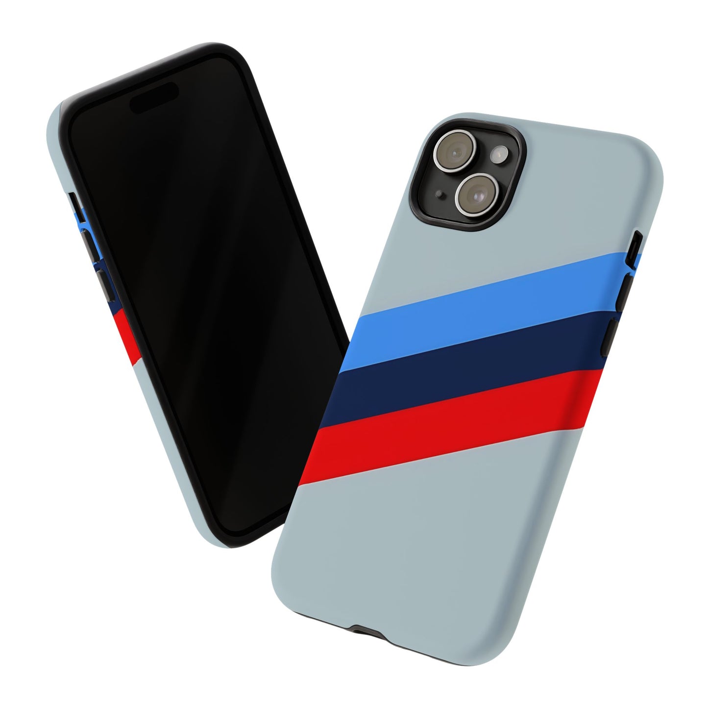 Gray Tough Case For iPhone, Samsung Galaxy and Google Pixel, Blue & Red Stripe