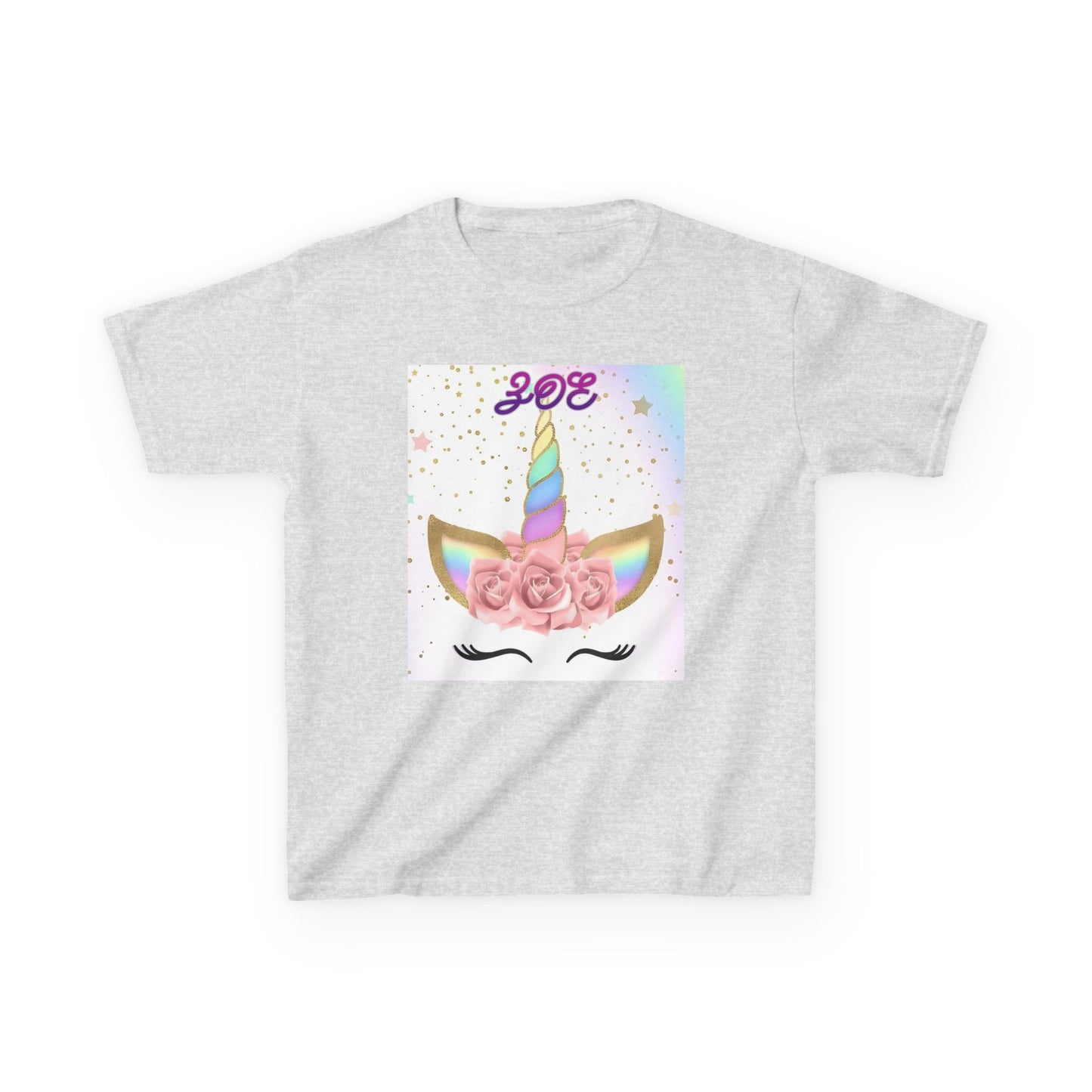 Girls Pretty Unicorn Tee, Kids T-Shirt with Bling Floral Design, Trendy T