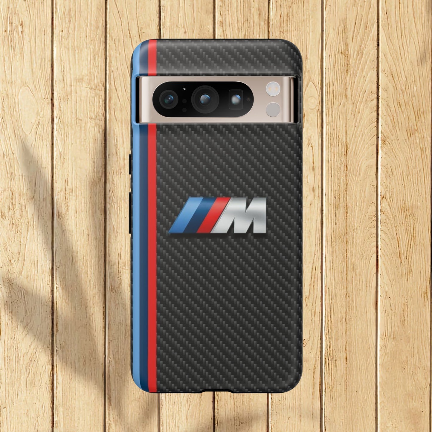 Phone Case - Black Tough Case for iPhones, Galaxy, Pixel, Blue And Red Stripes, BMW M Series