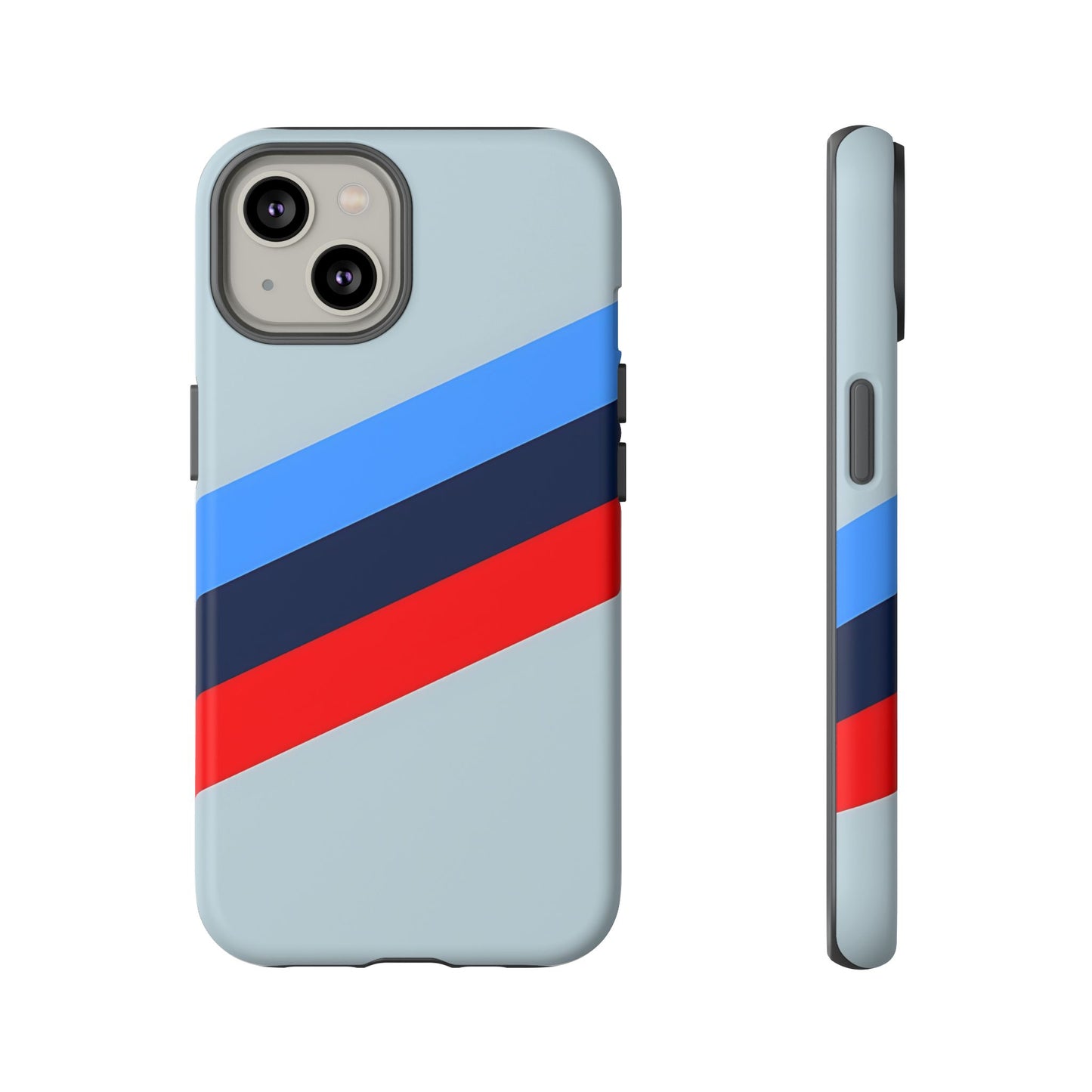 Gray Tough Case For iPhone, Samsung Galaxy and Google Pixel, Blue & Red Stripe