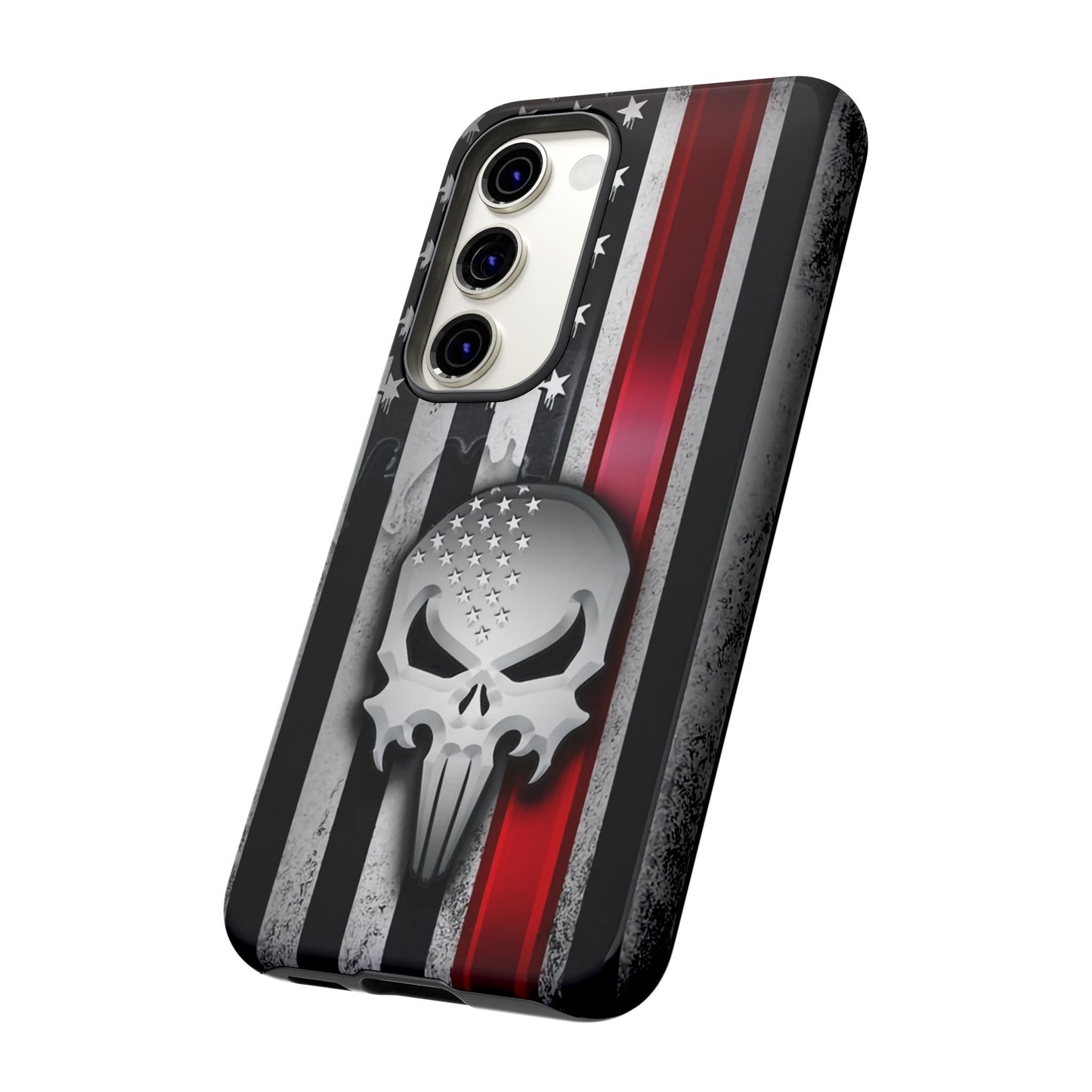 Tough Cases For iPhone, Galaxy and Pixel,  Thin Red Line, Jake Skull Design