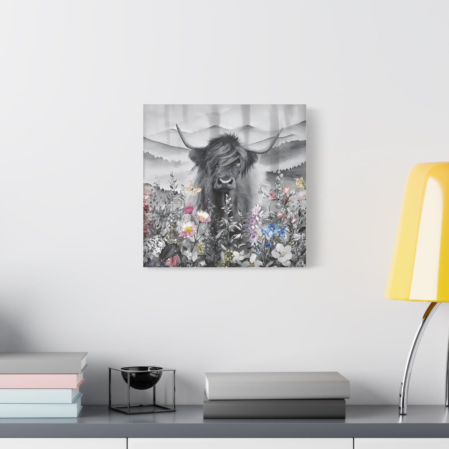 Canvas Poster, Scottish Highland Cow Vertical Wall Art, Housewarming Gift, Home