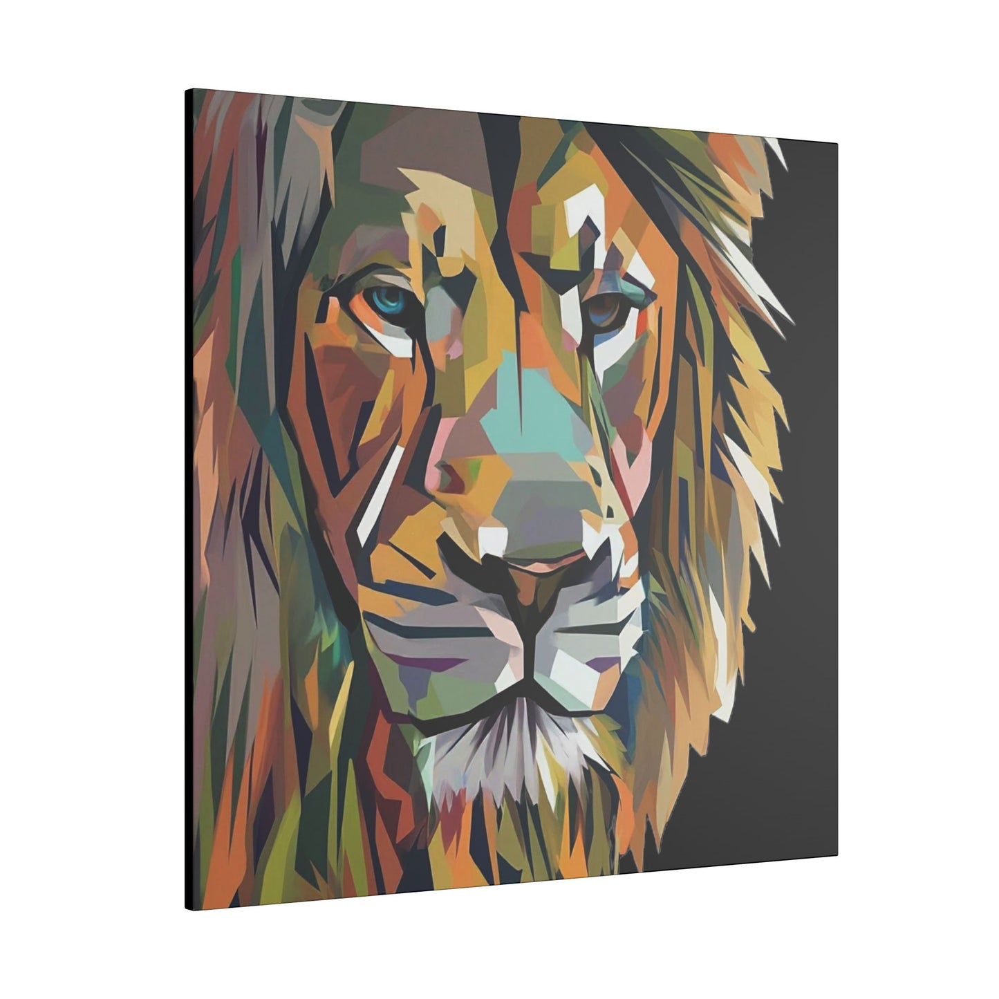 Geometric Lion Face Matte Canvas Print, Custom Wall Decor