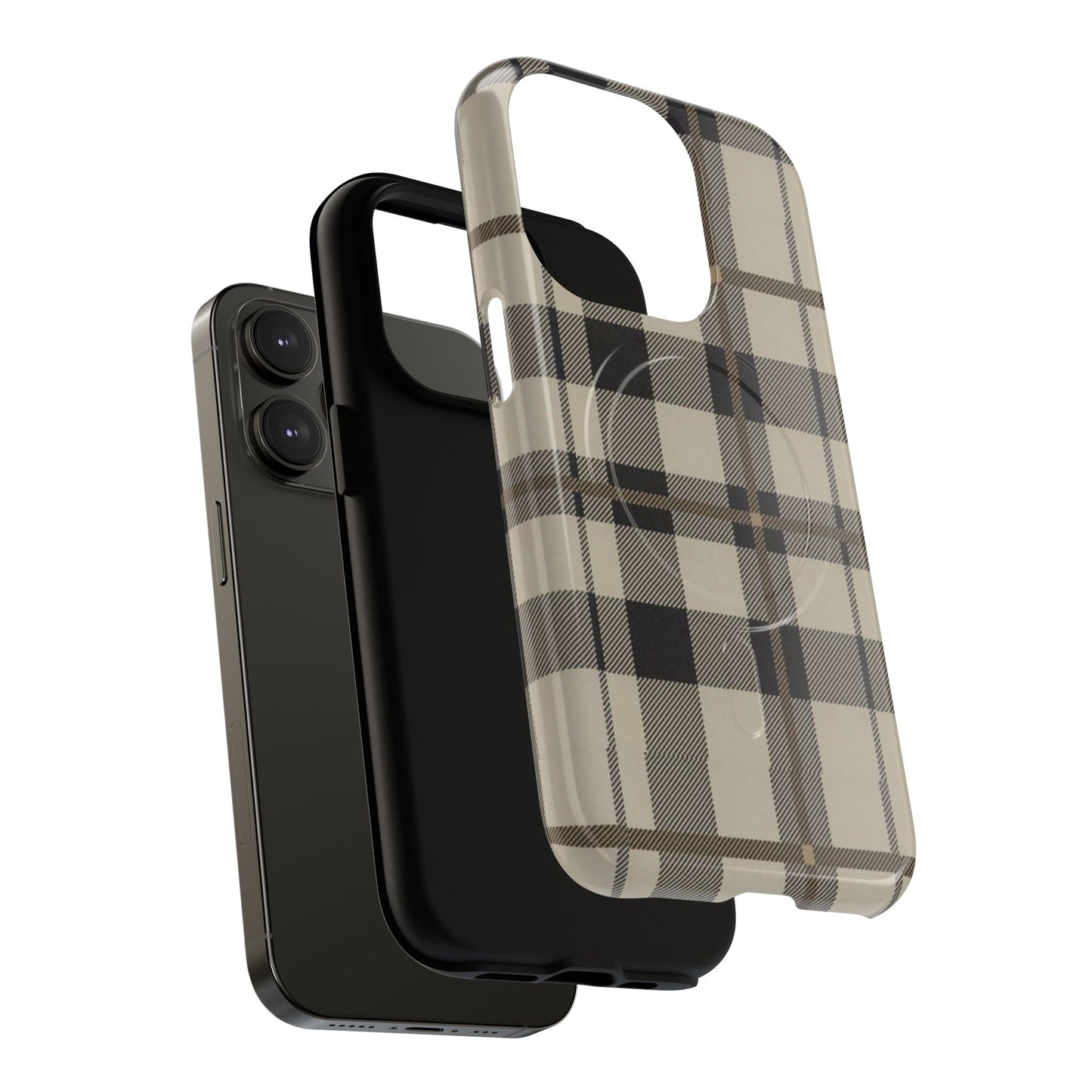 Neutral Plaid Phone Case Tough Magnetic Case | Beige Tartan Gift Idea