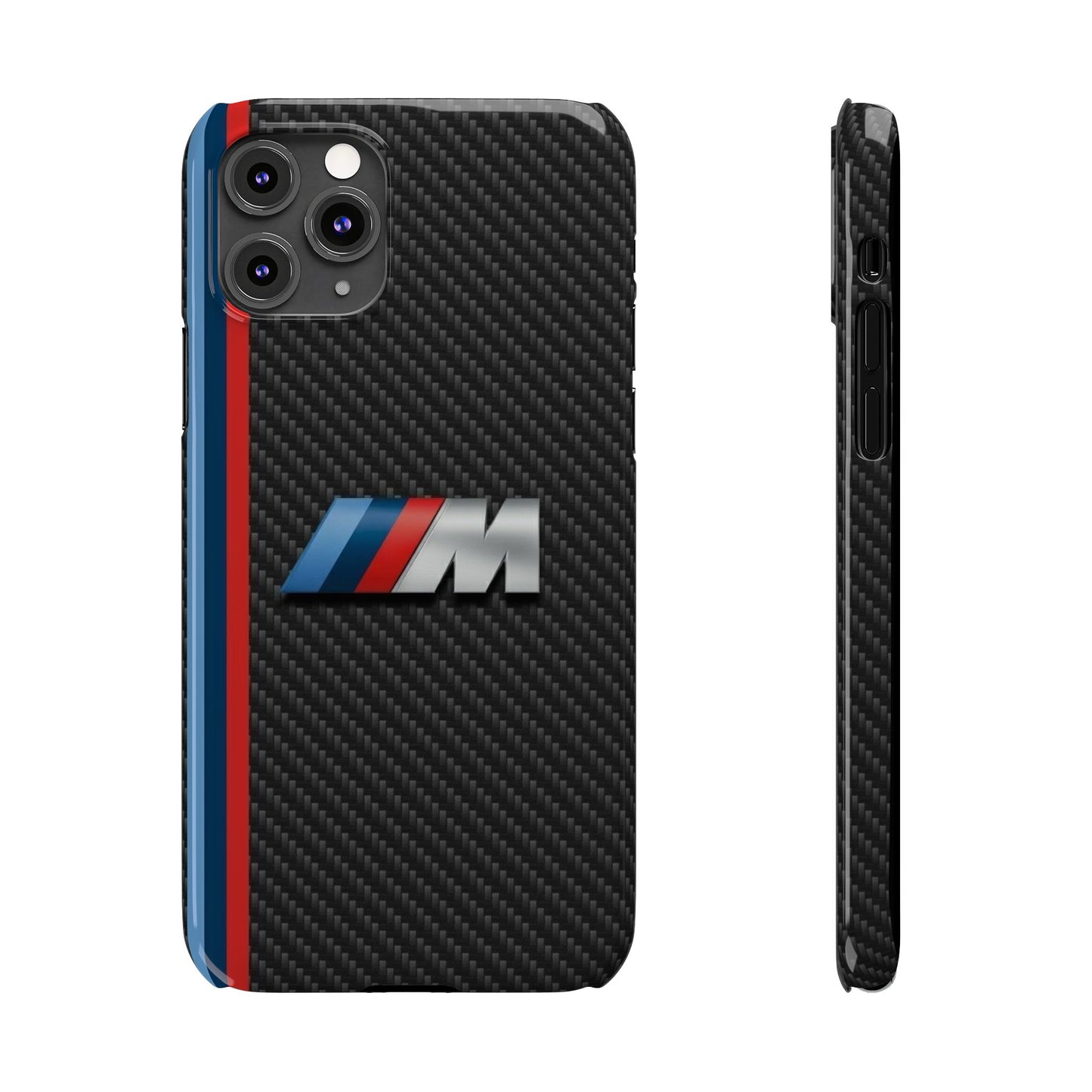 Black iPhone Slim Case, Blue And Red Stripes, BMW M Series