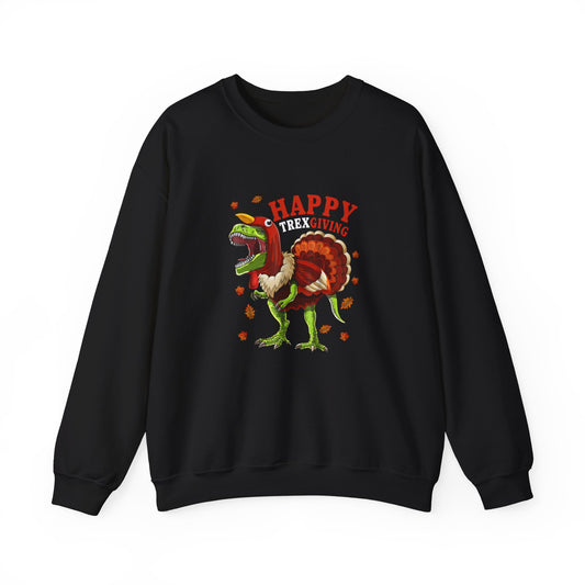 Sweatshirt — "Happy Trex-iving" Funny Thanksgiving T-Rex Crewneck