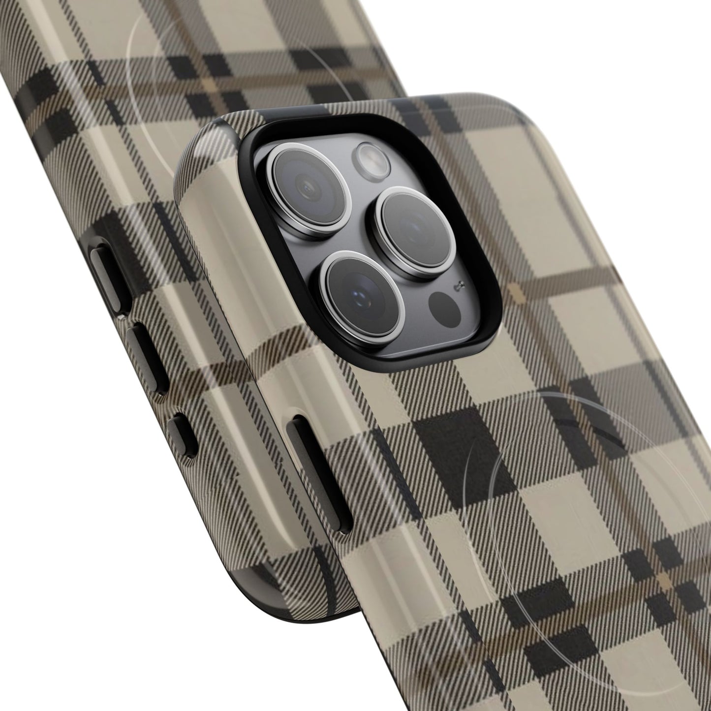 Neutral Plaid Phone Case Tough Magnetic Case | Beige Tartan Gift Idea