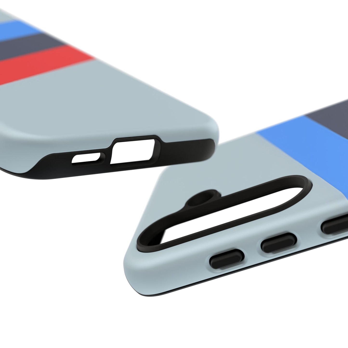 Gray Tough Case For iPhone, Samsung Galaxy and Google Pixel, Blue & Red Stripe