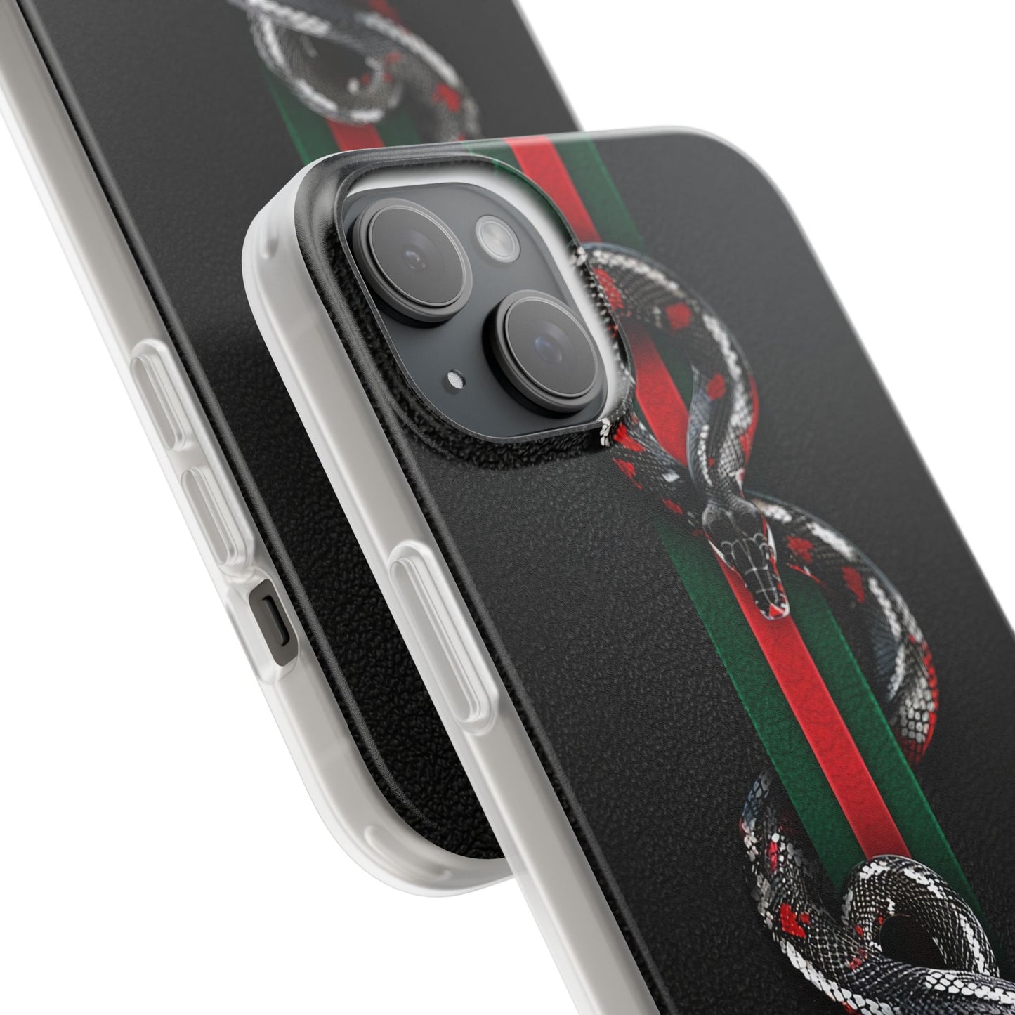 Green and Red Stripes Snake TPU Flexi Cases For iPhones And Samsung Galaxy