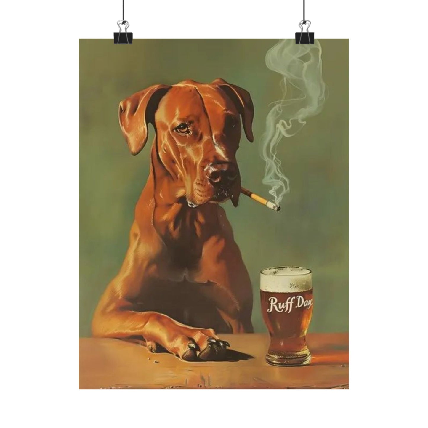Funny Dog Bar Decor Poster, Ruff Day Matte Vertical Poster, Beverage Art Print