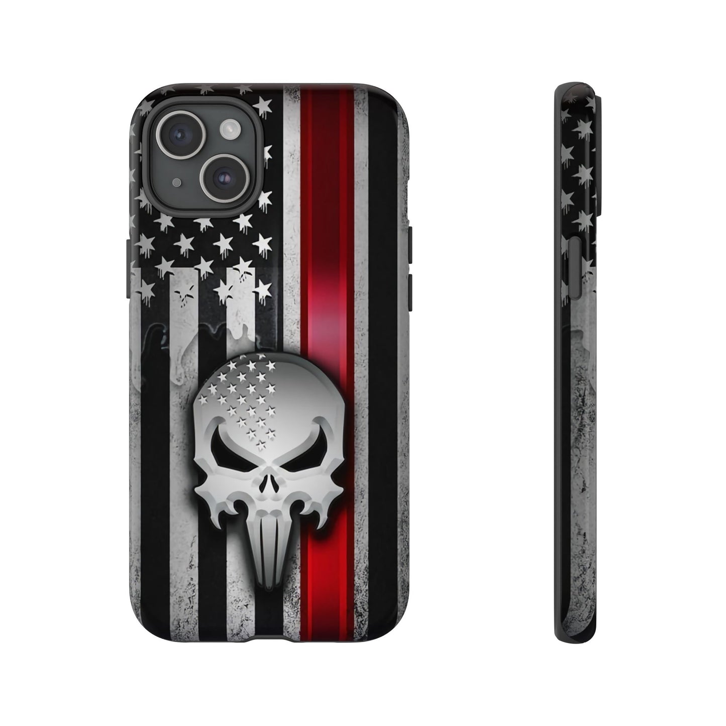 Tough Cases For iPhone, Galaxy and Pixel,  Thin Red Line, Jake Skull Design