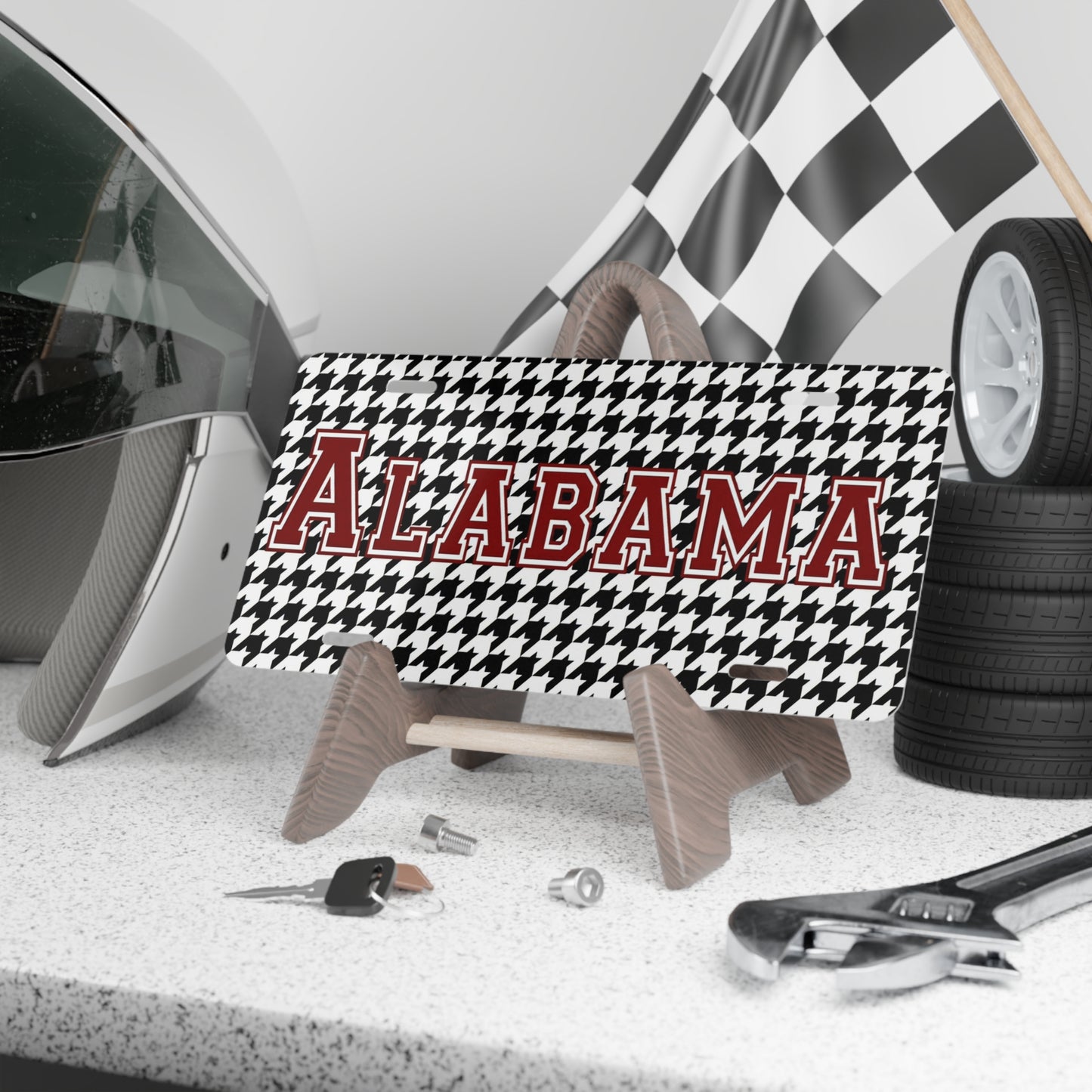 Alabama Houndstooth Vanity Front License Plate RTR Checker Pattern