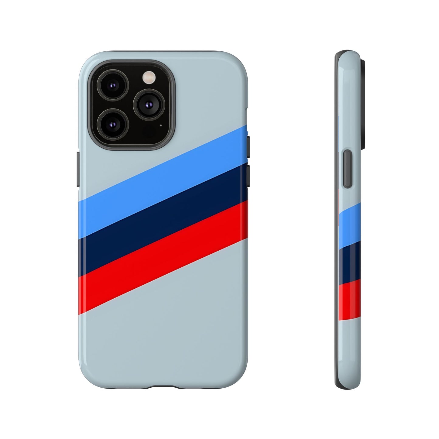 Gray Tough Case For iPhone, Samsung Galaxy and Google Pixel, Blue & Red Stripe