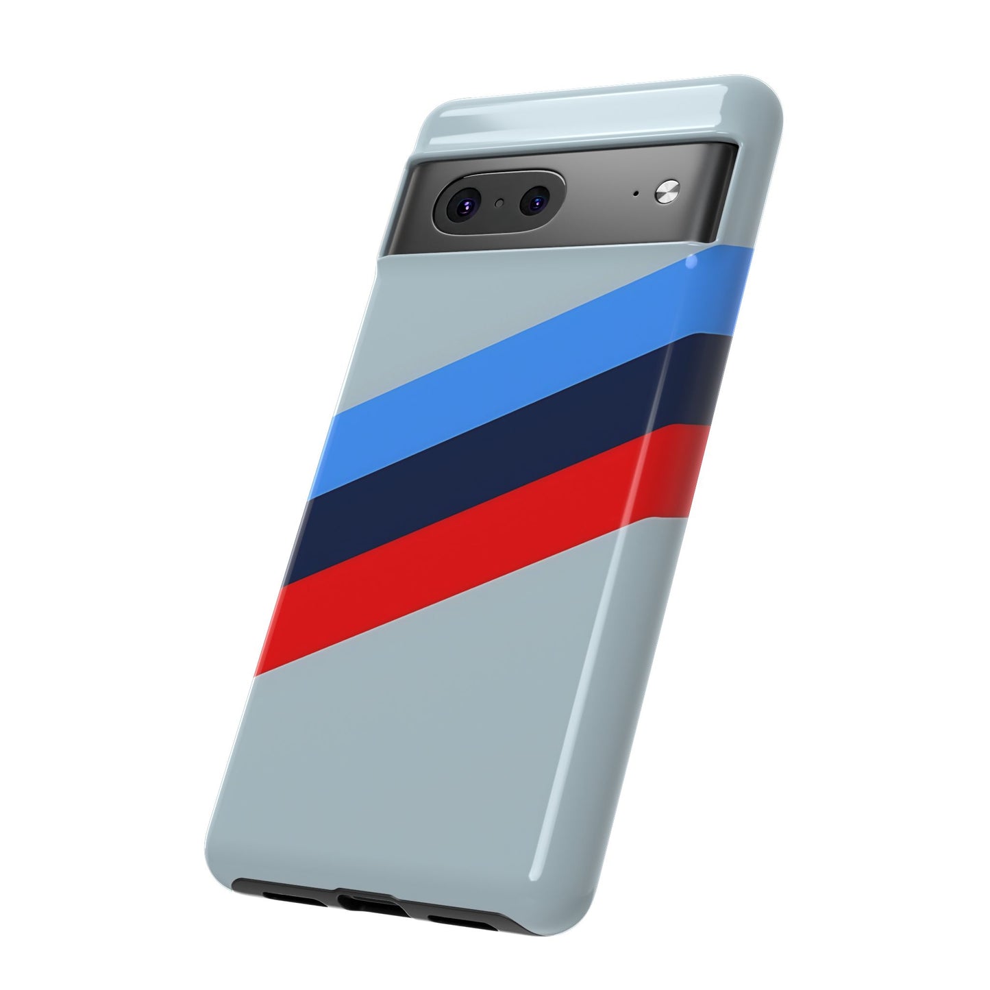 Gray Tough Case For iPhone, Samsung Galaxy and Google Pixel, Blue & Red Stripe