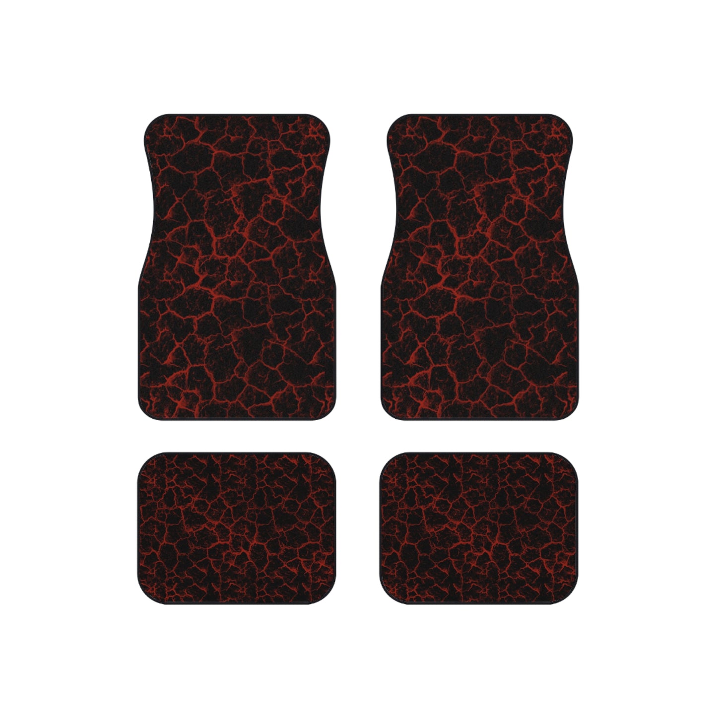 Red Lava Crackle Car Mats | Set of 4 Universal Floor Mat, Unique Gift