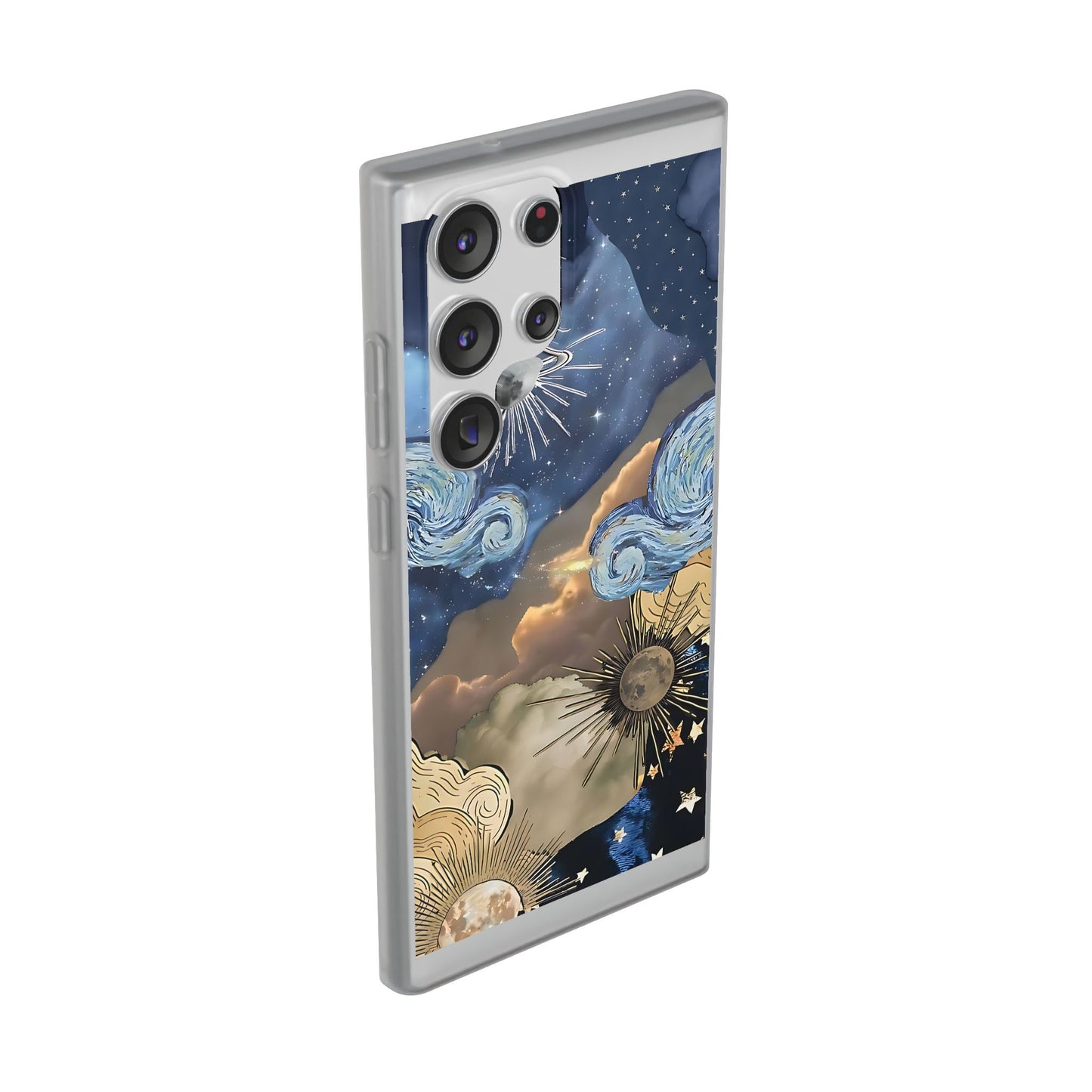 Celestial Flexi Case, Boho Phone Cover, Galaxy Protection, Starry Night Design,