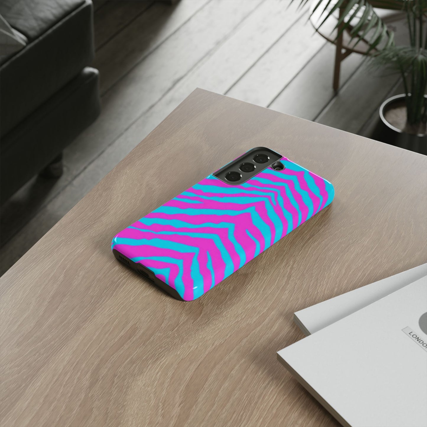 Animal Print Hot Pink And Teal Tough Case for iPhone, Galaxy and Google Pixel