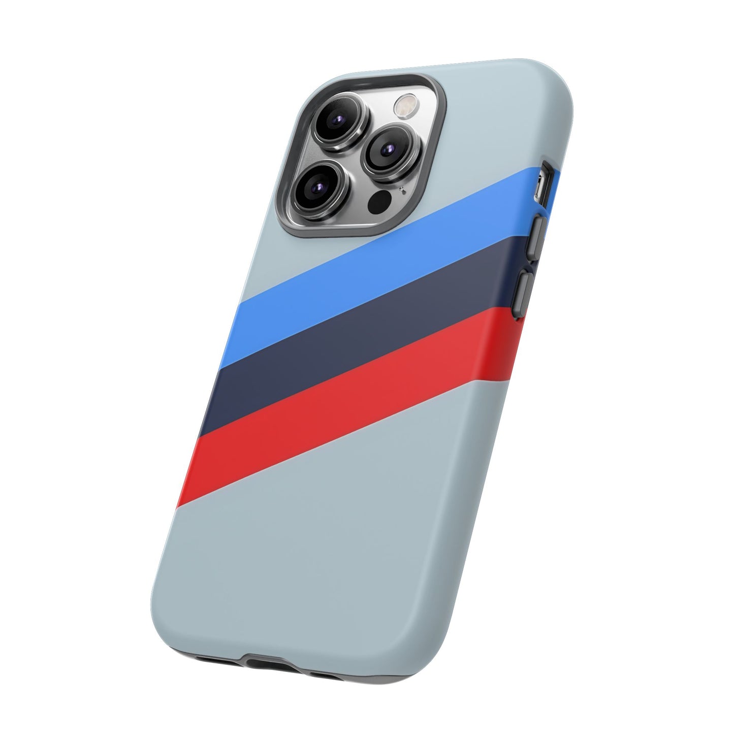 Gray Tough Case For iPhone, Samsung Galaxy and Google Pixel, Blue & Red Stripe