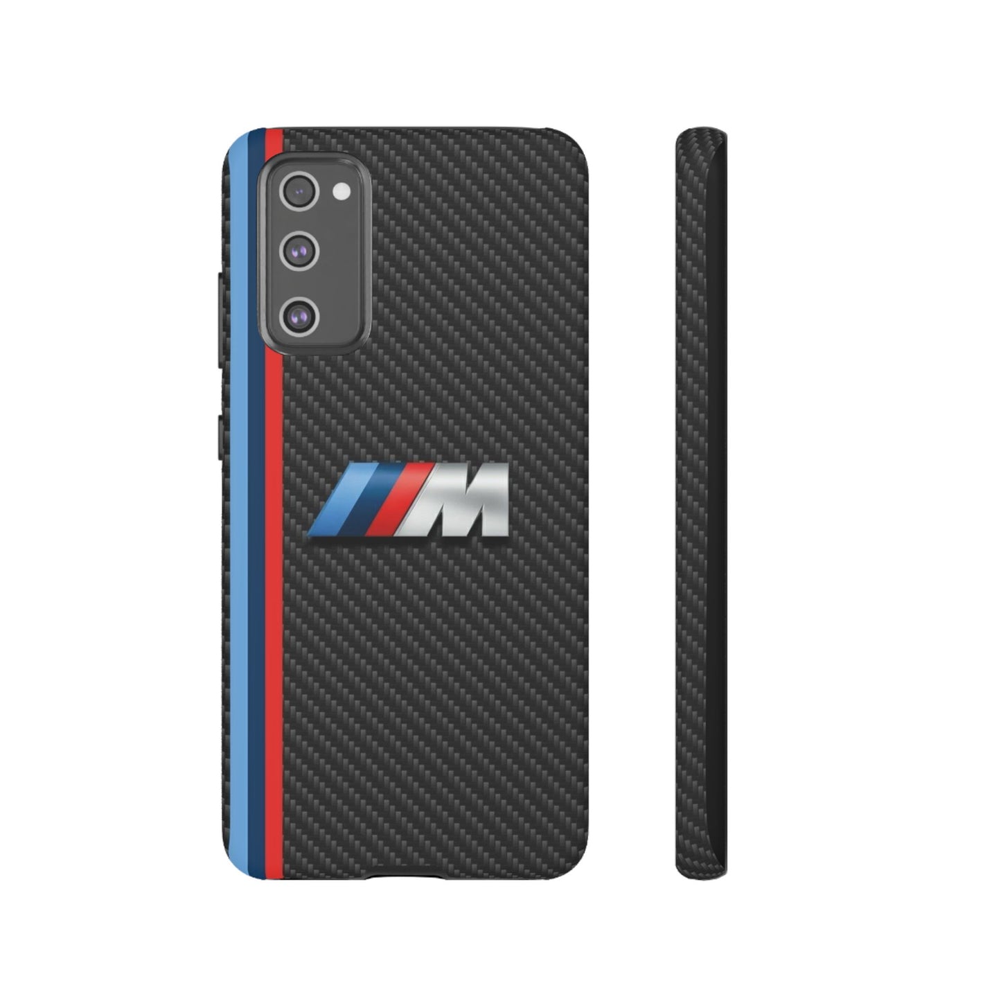 Phone Case - Black Tough Case for iPhones, Galaxy, Pixel, Blue And Red Stripes, BMW M Series