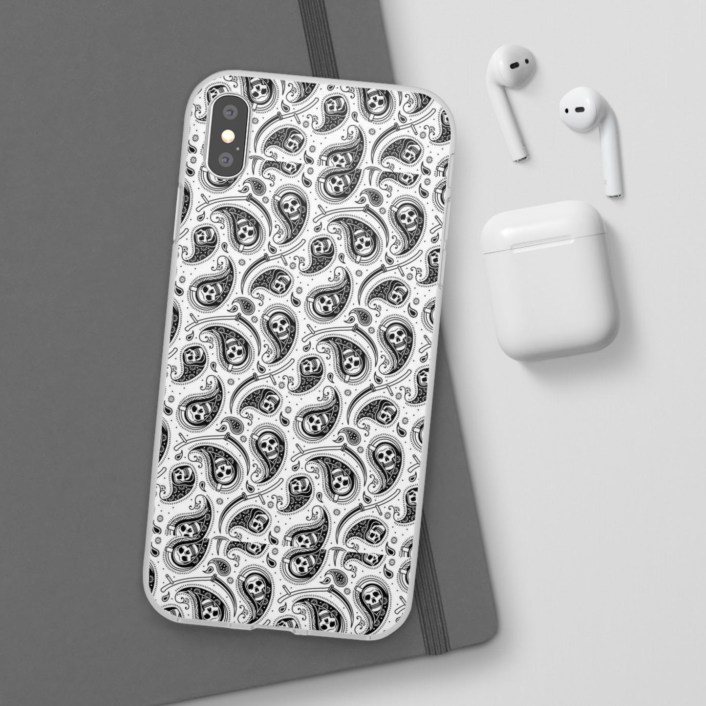 Skull Paisley Pattern Phone Case TPU Soft Flexi Case for iPhones