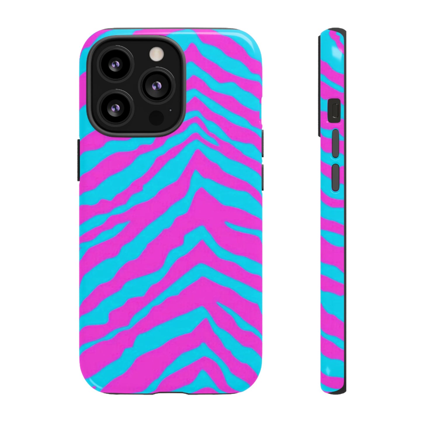 Animal Print Hot Pink And Teal Tough Case for iPhone, Galaxy and Google Pixel