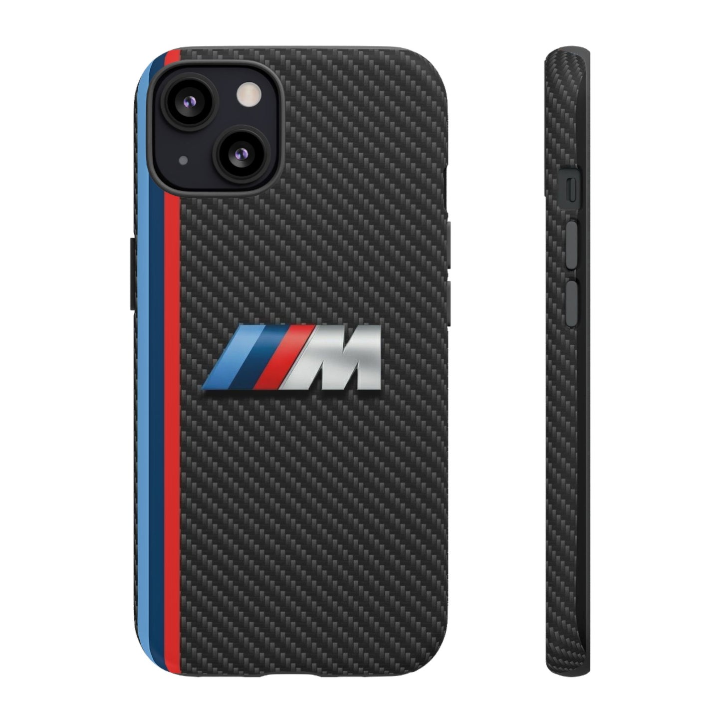 Phone Case - Black Tough Case for iPhones, Galaxy, Pixel, Blue And Red Stripes, BMW M Series