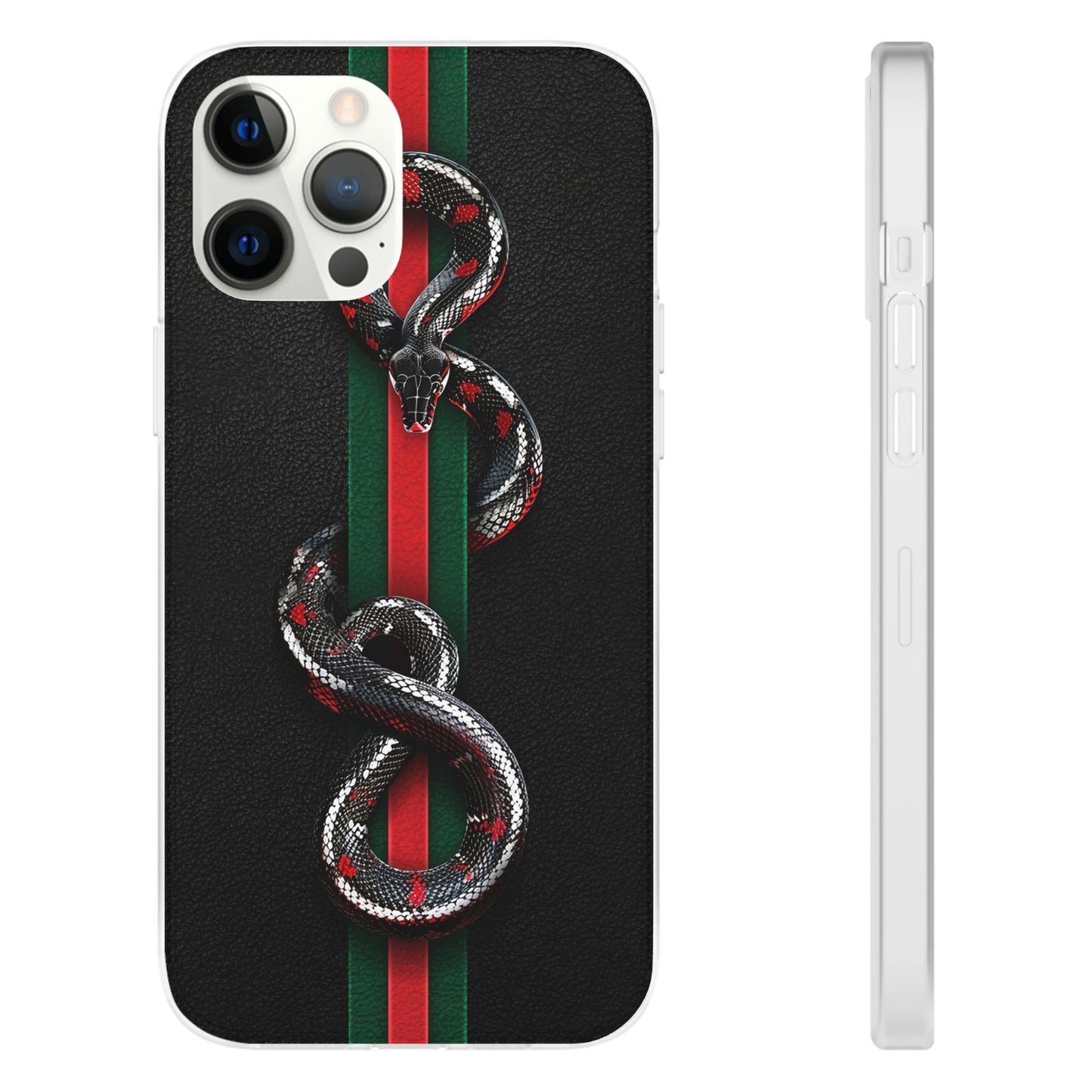 Green and Red Stripes Snake TPU Flexi Cases For iPhones And Samsung Galaxy