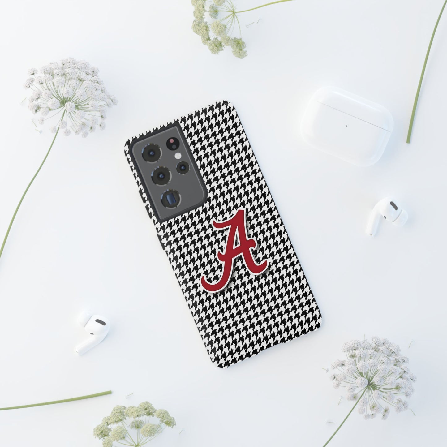 Alabama Houndstooth Phone Case, Tough Cases, College RTR Fan Gear, Initial A