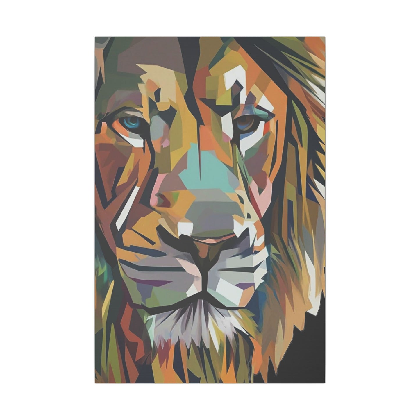 Geometric Lion Face Matte Canvas Print, Custom Wall Decor