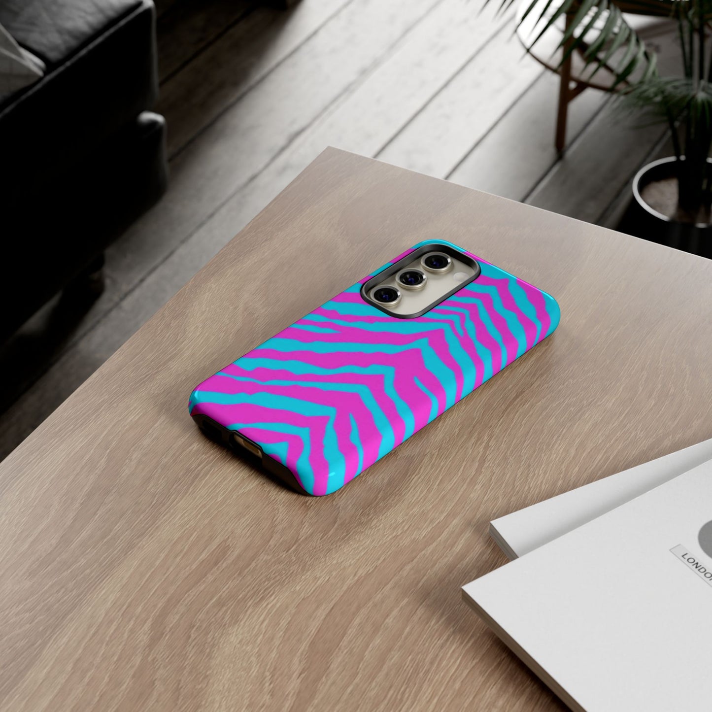 Animal Print Hot Pink And Teal Tough Case for iPhone, Galaxy and Google Pixel