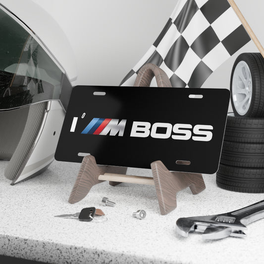 Compatible With BMW, M Series Inspired White Vanity License Plate "I'M Boss"