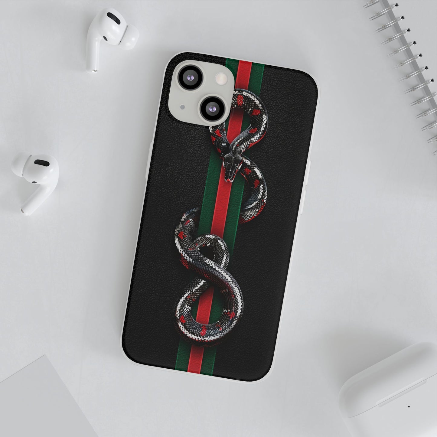Green and Red Stripes Snake TPU Flexi Cases For iPhones And Samsung Galaxy