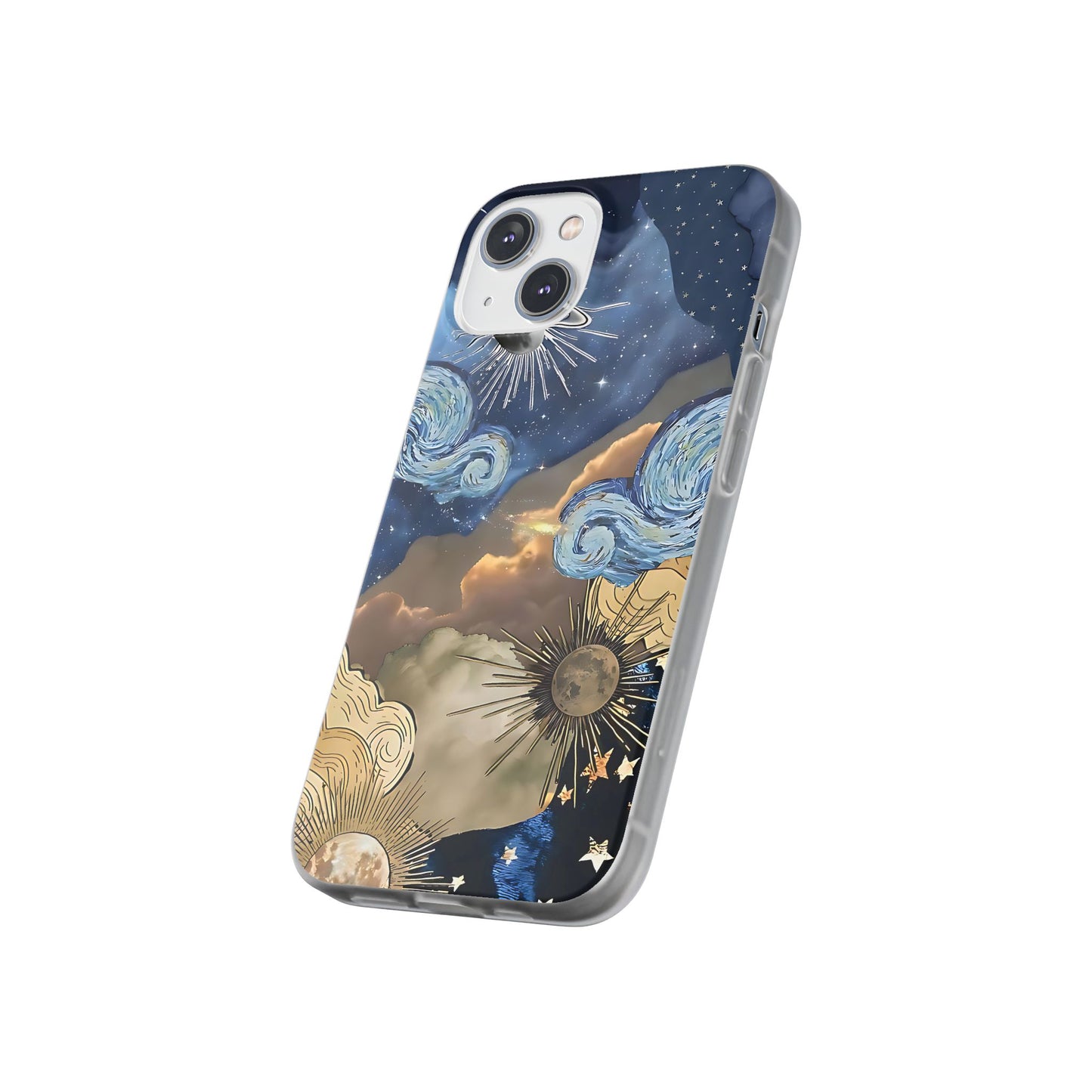 Celestial Flexi Case, Boho Phone Cover, Galaxy Protection, Starry Night Design,