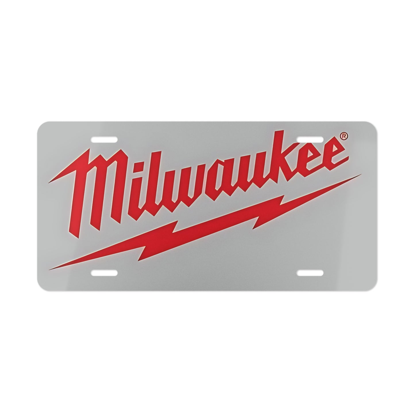 Gray Milwaukee Tools Vanity Front License Plate