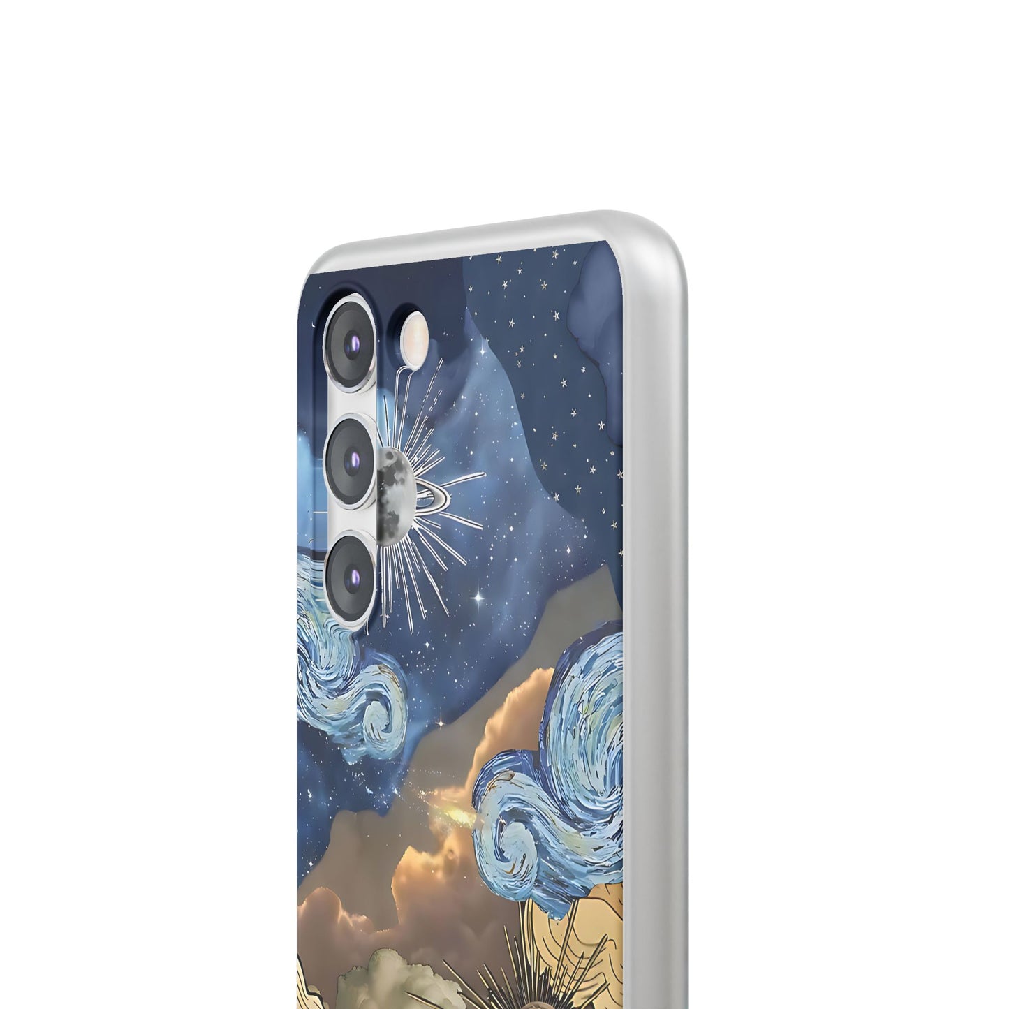 Celestial Flexi Case, Boho Phone Cover, Galaxy Protection, Starry Night Design,