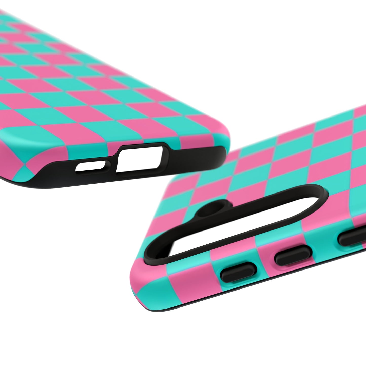 Hot Pink And Teal Checker Pattern Tough Case for iPhone, Galaxy Phones and Google Pixel